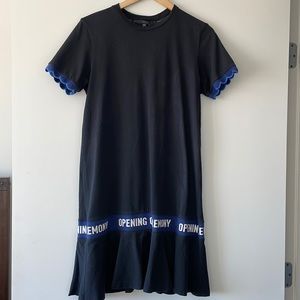 OPENING CEREMONY NAVY BLUE & WHITE LOGO DROP WAIST COTTON MINI DRESS SZ S
